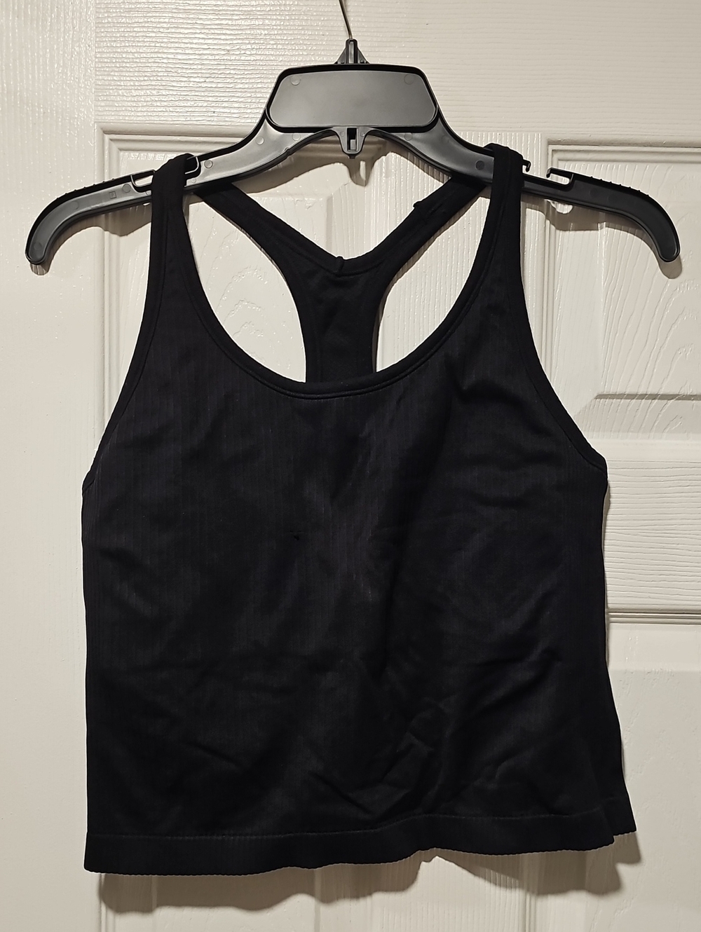 Velocity Rib Seamless Victory Lane Crop Tank Sports Bra Black Size Large